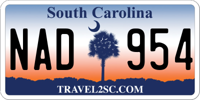SC license plate NAD954