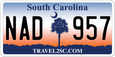 SC license plate NAD957