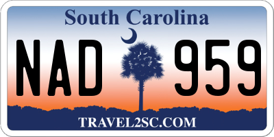 SC license plate NAD959