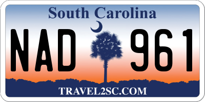 SC license plate NAD961