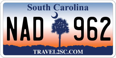 SC license plate NAD962