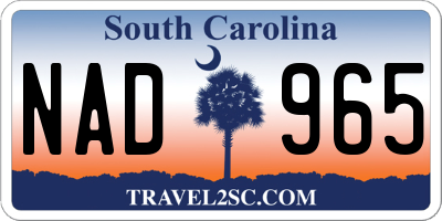 SC license plate NAD965