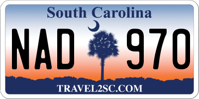SC license plate NAD970