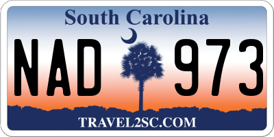 SC license plate NAD973