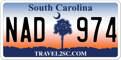 SC license plate NAD974