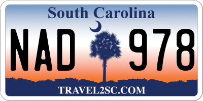 SC license plate NAD978
