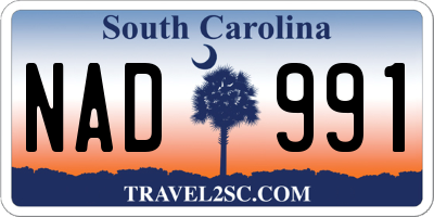 SC license plate NAD991