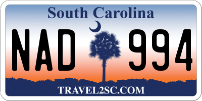SC license plate NAD994