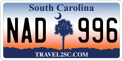 SC license plate NAD996