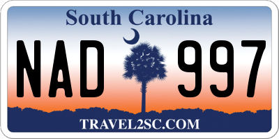 SC license plate NAD997