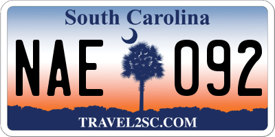 SC license plate NAE092