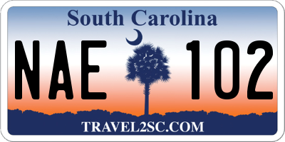 SC license plate NAE102