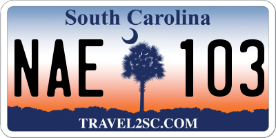 SC license plate NAE103