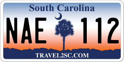SC license plate NAE112