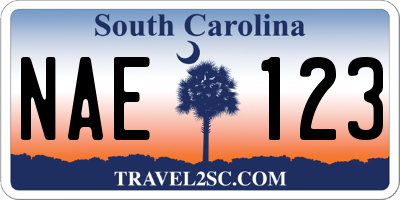 SC license plate NAE123
