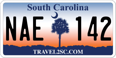 SC license plate NAE142