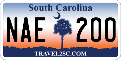 SC license plate NAE200