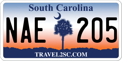 SC license plate NAE205