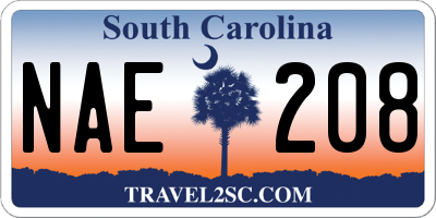 SC license plate NAE208