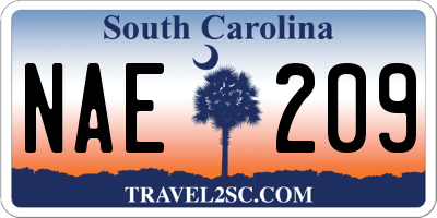 SC license plate NAE209