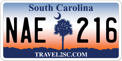 SC license plate NAE216