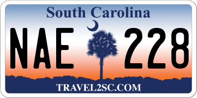 SC license plate NAE228