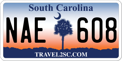 SC license plate NAE608