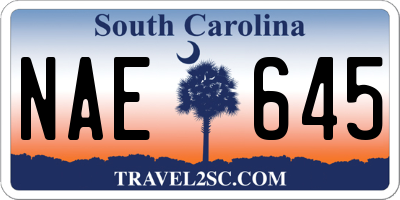 SC license plate NAE645