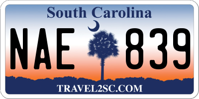 SC license plate NAE839