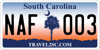 SC license plate NAF003