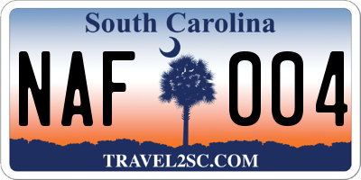 SC license plate NAF004