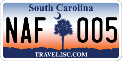 SC license plate NAF005