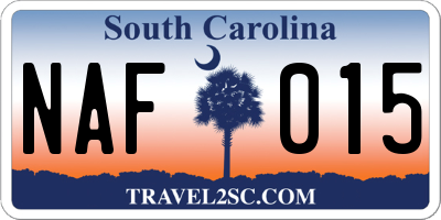 SC license plate NAF015