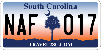 SC license plate NAF017