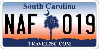 SC license plate NAF019