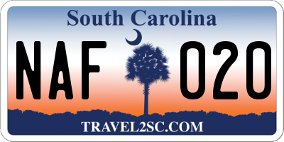 SC license plate NAF020