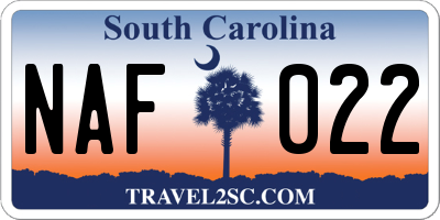 SC license plate NAF022