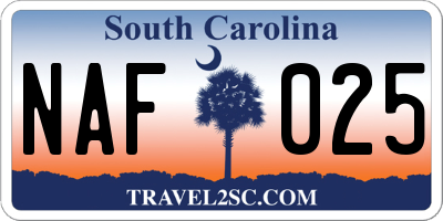 SC license plate NAF025