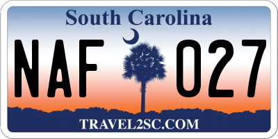 SC license plate NAF027