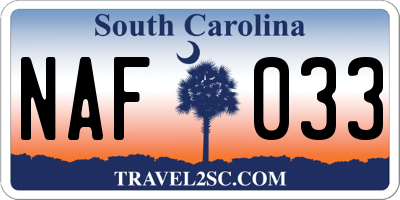 SC license plate NAF033