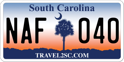 SC license plate NAF040