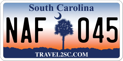 SC license plate NAF045