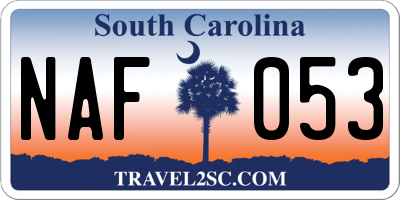 SC license plate NAF053