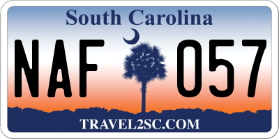 SC license plate NAF057