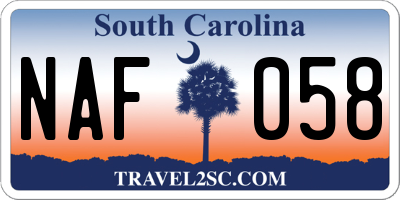 SC license plate NAF058