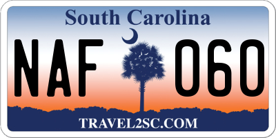 SC license plate NAF060