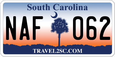 SC license plate NAF062