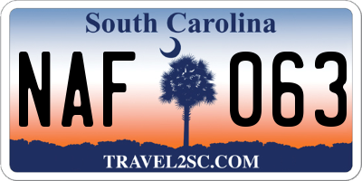 SC license plate NAF063