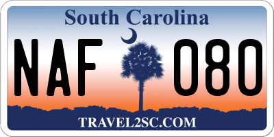 SC license plate NAF080