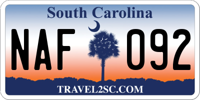 SC license plate NAF092